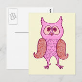 Rosa Vintage Retroeule Postkarte (Vorne/Hinten)