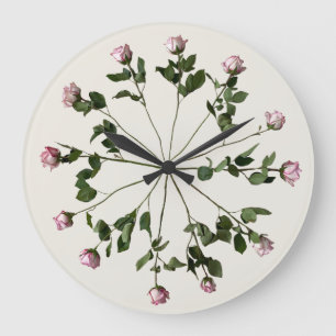 Rosa Vintage Romantische Feminine Blumenstrauß Lie Große Wanduhr