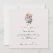 Rosa, Vintage, romantische Rose Save The Date (Vorderseite)