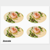 Rosa Vintage Rose Aquarellmalerei Ovaler Aufkleber (Blatt)