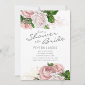 Rosa Vintage Rose Blumenweißes Brautparty Einladung (Vorderseite)