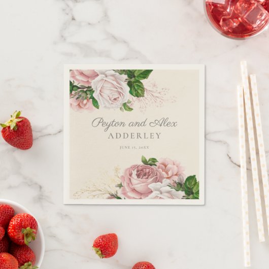 Rosa Vintage Rose Blumenzehen Serviette (Beispiel)