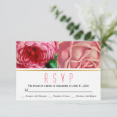 Rosa Vintage Rose Blütenhochzeit RSVP Reaktion (Stehend Vorderseite)
