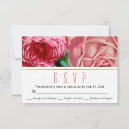 Rosa Vintage Rose Blütenhochzeit RSVP Reaktion Karte