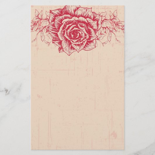 Rosa Vintage Rose Briefpapier (Vorderseite)