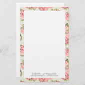 Rosa Vintage Rose Briefpapier (Vorne/Hinten)