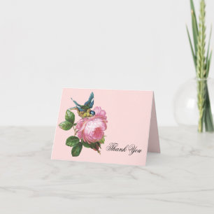 Rosa Vintage Rose danken Ihnen Anmerkungs-Karte Dankeskarte
