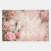 Rosa Vintage Rose Dekoupage Pattern Geschenkpapier Set (Vorderseite)
