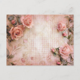 Rosa Vintage Rose Dekoupage Pattern Postkarte
