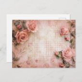 Rosa Vintage Rose Dekoupage Pattern Postkarte (Vorne/Hinten)