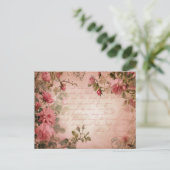 Rosa Vintage Rose Dekoupage Pattern Postkarte (Stehend Vorderseite)