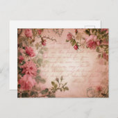Rosa Vintage Rose Dekoupage Pattern Postkarte (Vorne/Hinten)