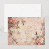 Rosa Vintage Rose Dekoupage Pattern Postkarte (Vorne/Hinten)