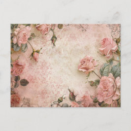 Rosa Vintage Rose Dekoupage Pattern Postkarte