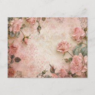 Rosa Vintage Rose Dekoupage Pattern Postkarte