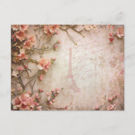 Rosa Vintage Rose Dekoupage Pattern Postkarte