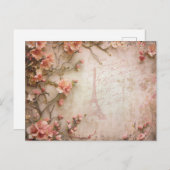 Rosa Vintage Rose Dekoupage Pattern Postkarte (Vorne/Hinten)