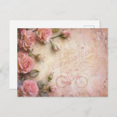 Rosa Vintage Rose Dekoupage Pattern Postkarte (Vorne/Hinten)