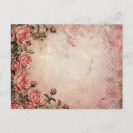 Rosa Vintage Rose Dekoupage Pattern Postkarte