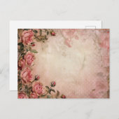 Rosa Vintage Rose Dekoupage Pattern Postkarte (Vorne/Hinten)
