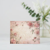 Rosa Vintage Rose Dekoupage Pattern Postkarte (Stehend Vorderseite)