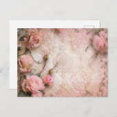 Rosa Vintage Rose Dekoupage Pattern Postkarte (Vorne/Hinten)