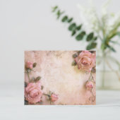 Rosa Vintage Rose Dekoupage Pattern Postkarte (Stehend Vorderseite)