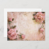 Rosa Vintage Rose Dekoupage Pattern Postkarte (Vorne/Hinten)