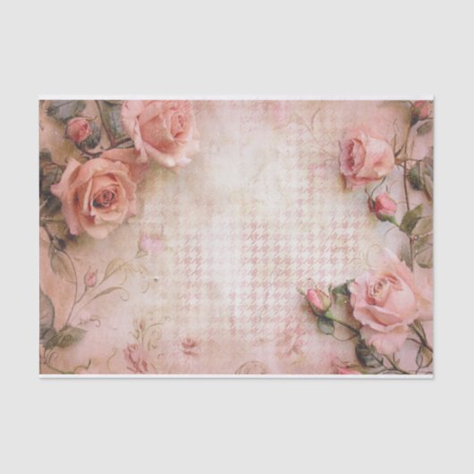 Rosa Vintage Rose Dekoupage Pattern Seidenpapier (Vorderseite)