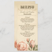 Rosa Vintage Rose elegante Hochzeitskarte Menükarte (Vorne/Hinten)