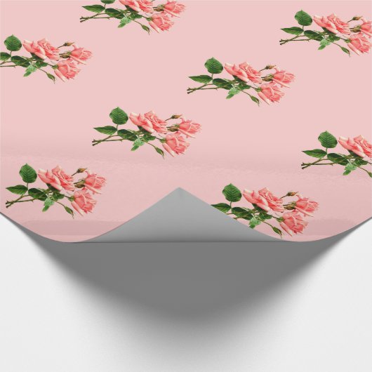 Rosa Vintage Rose Geschenkpapier (Ecke)