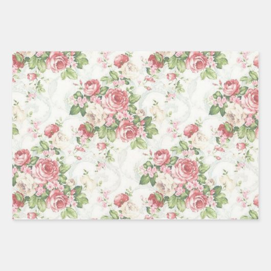 Rosa Vintage Rose Geschenkpapier Set (Vorderseite 2)