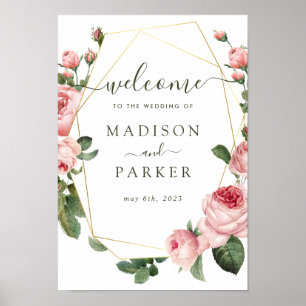 Rosa Vintage Rose Hochzeit Poster