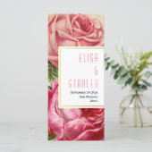 Rosa Vintage Rose Hochzeitskarte Menükarte (Stehend Vorderseite)