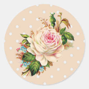 Rosa Vintage Rose Polka Punkte Aufkleber