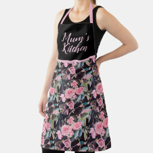 Rosa Vintage-Rose Rosen Watercolor Mums Küche Schürze