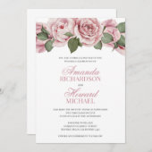 Rosa Vintage Rose rustikale Hochzeit Einladung (Vorne/Hinten)