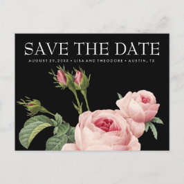 Rosa Vintage Rose schwarze WEDDING speichern das D Ankündigungspostkarte