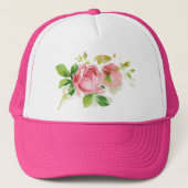 Rosa Vintage Rose Truckerkappe (Vorderseite)