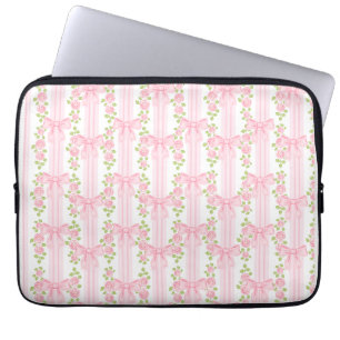 Rosa Vintage-Rosen Coquette-Band Streifen Laptopschutzhülle