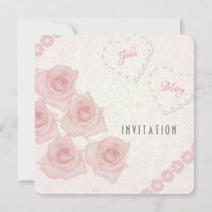 Rosa Vintage-Rosen-Einladung eines Paares