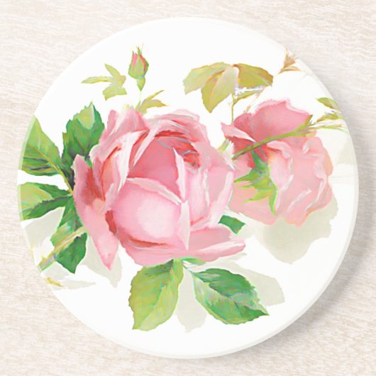 Rosa Vintage Rosen Getränkeuntersetzer (Vorne)