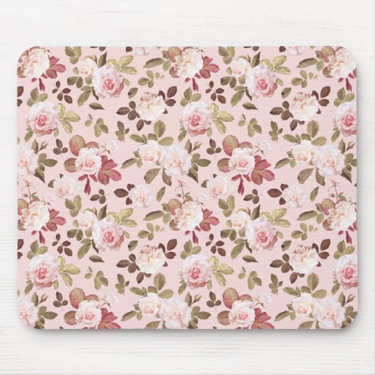 Rosa Vintage-Rosen in Pink Mousepad (Vorne)
