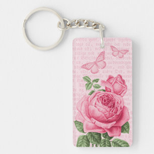 Rosa Vintage-Rosen-Mädchen-Schlüsselanhänger m/ Sc Schlüsselanhänger