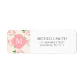 Rosa Vintage-Rosen Muster monogrammiert (Vorne)