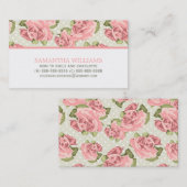 Rosa Vintage Rosen Telefonnummerkarte (Vorne/Hinten)