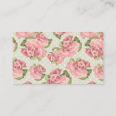 Rosa Vintage Rosen Telefonnummerkarte (Rückseite)