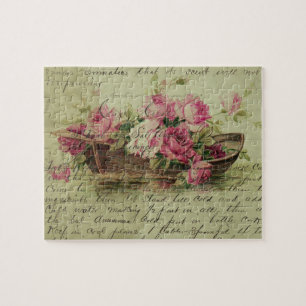 Rosa Vintage-Rosen und Boot Puzzle