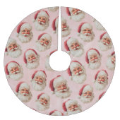Rosa Vintage-Santa-Weihnachten Polyester Weihnachtsbaumdecke (Vorderseite)