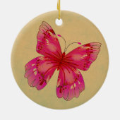Rosa Vintage Schmetterlingskunst Keramikornament (Hinten)